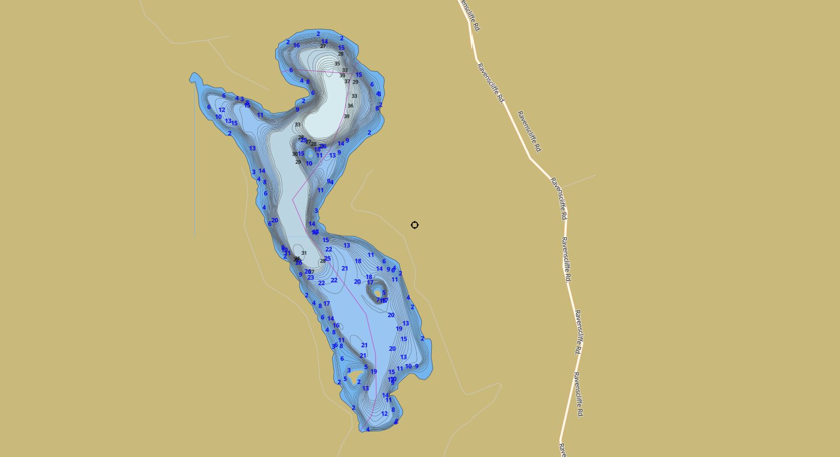 Contour Map of Fox Lake in Municipality of Huntsville and the District of Muskoka